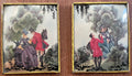 2 Small Unique Vintage Victorian Lovers Silhouette Pictures with Convex Glass