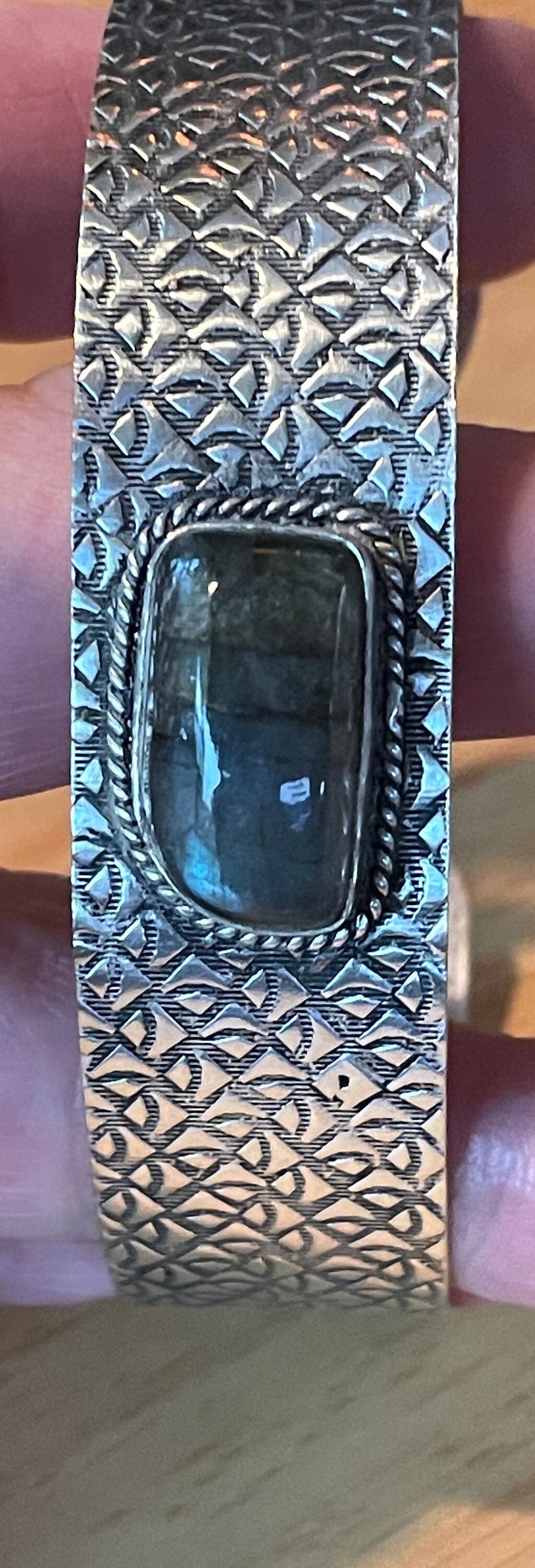 Nice Mens Sterling Silver Laborite Cuff Bracelet