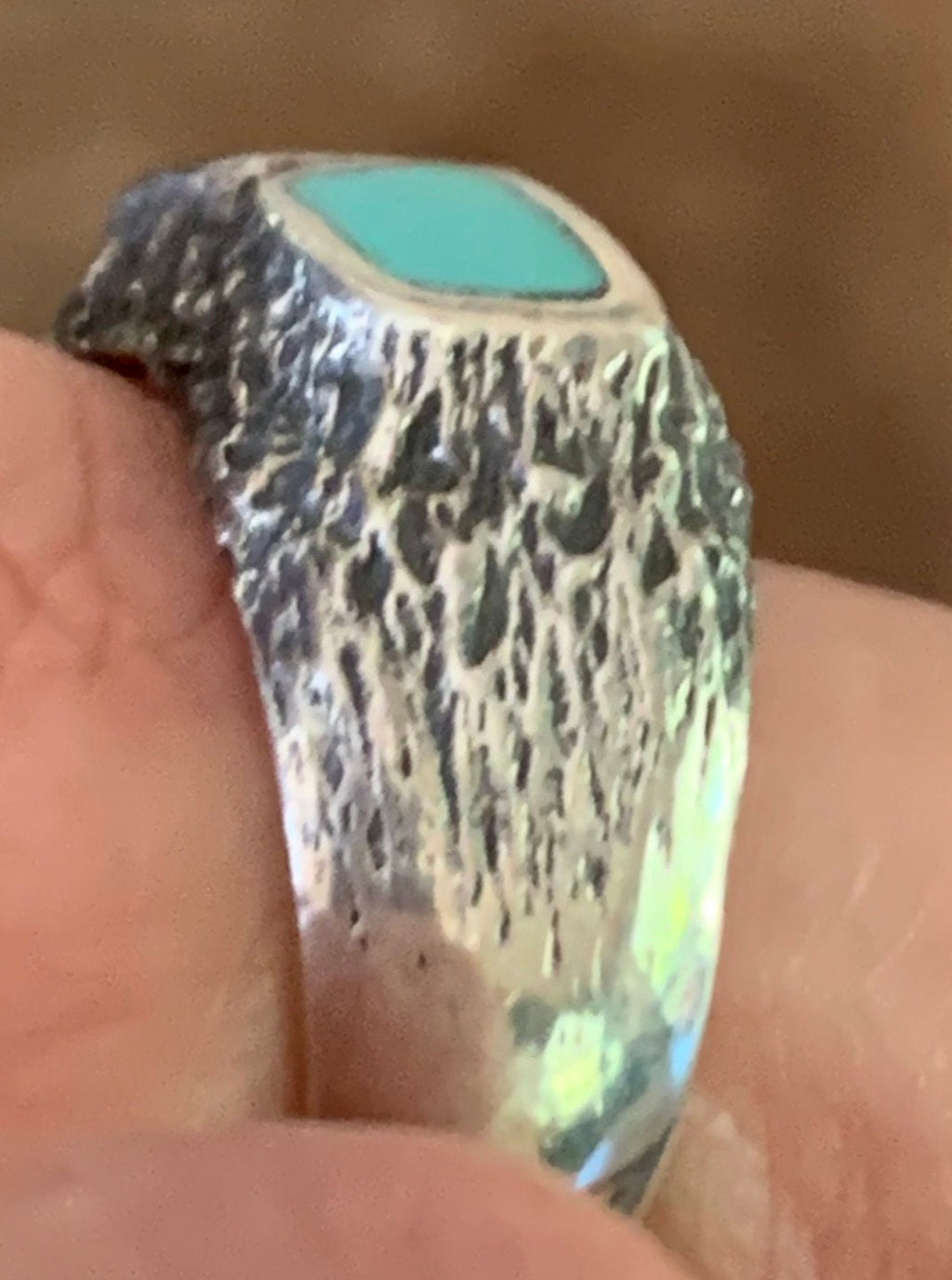 Vintage Artist Stamped Native American Turquoise Sterling Silver Ring Size 6 1/2