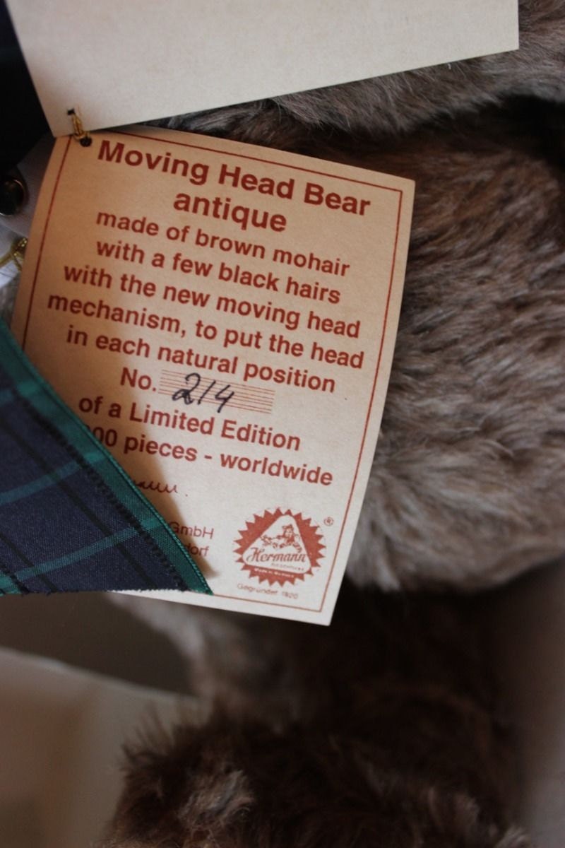 RARE MIB 17" QVC Hermann German Bear Limited Edition Brown Fuzzy Mohair