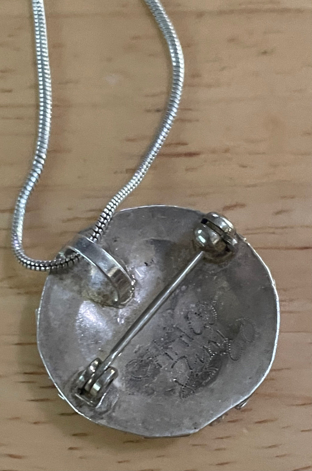 Artist Signed Native American Sterling Silver Turquoise Necklace Signed Chaloo