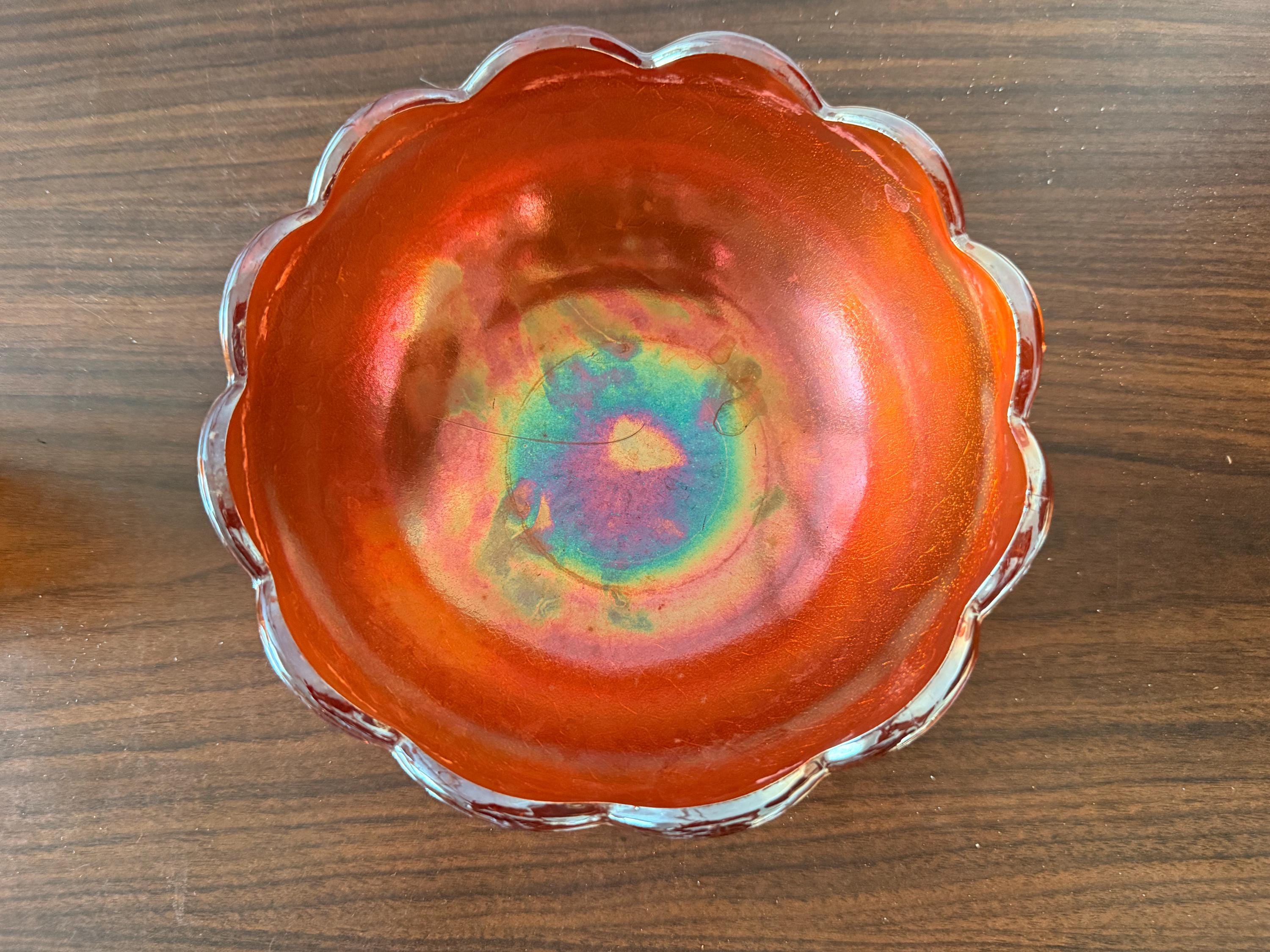 Vintage Marigold Carnival Glass Serving Bowl by Jeannette Glass Company