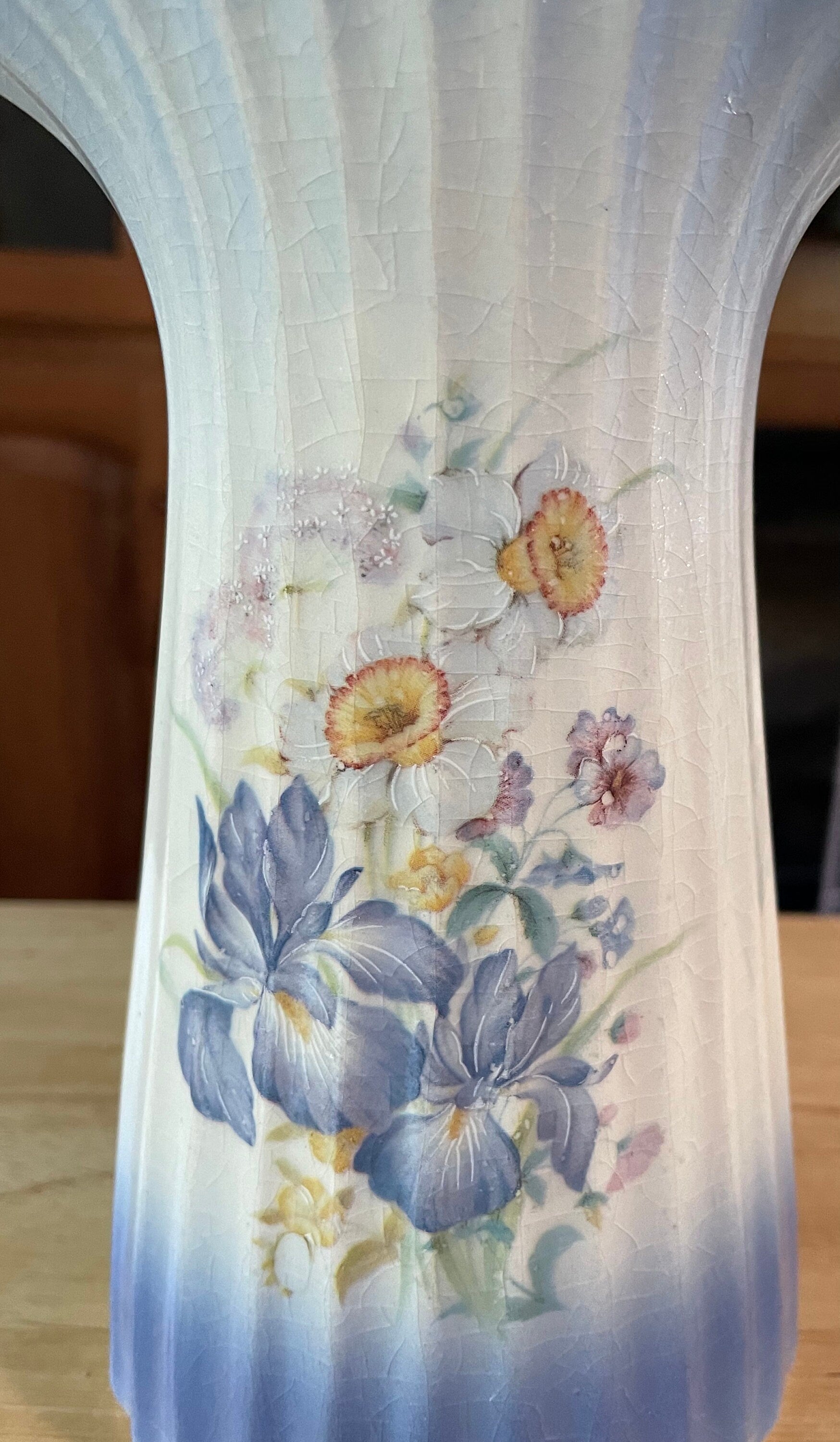 Beautiful and Unique Large Signed McCoy Vase with Flower Design