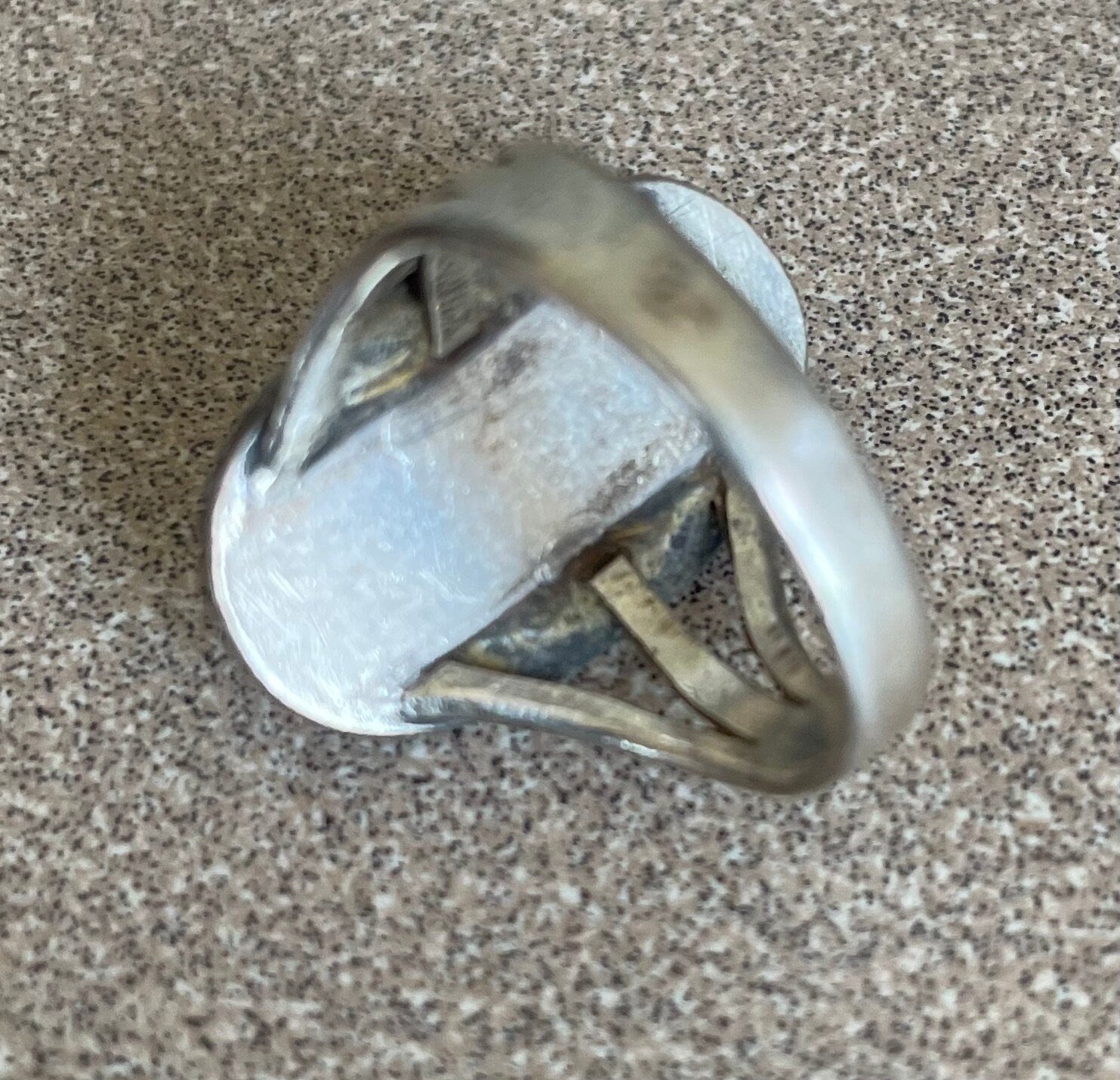 Vintage Native American White Tiger's Eye Sterling Silver Ring Size 8 1/2