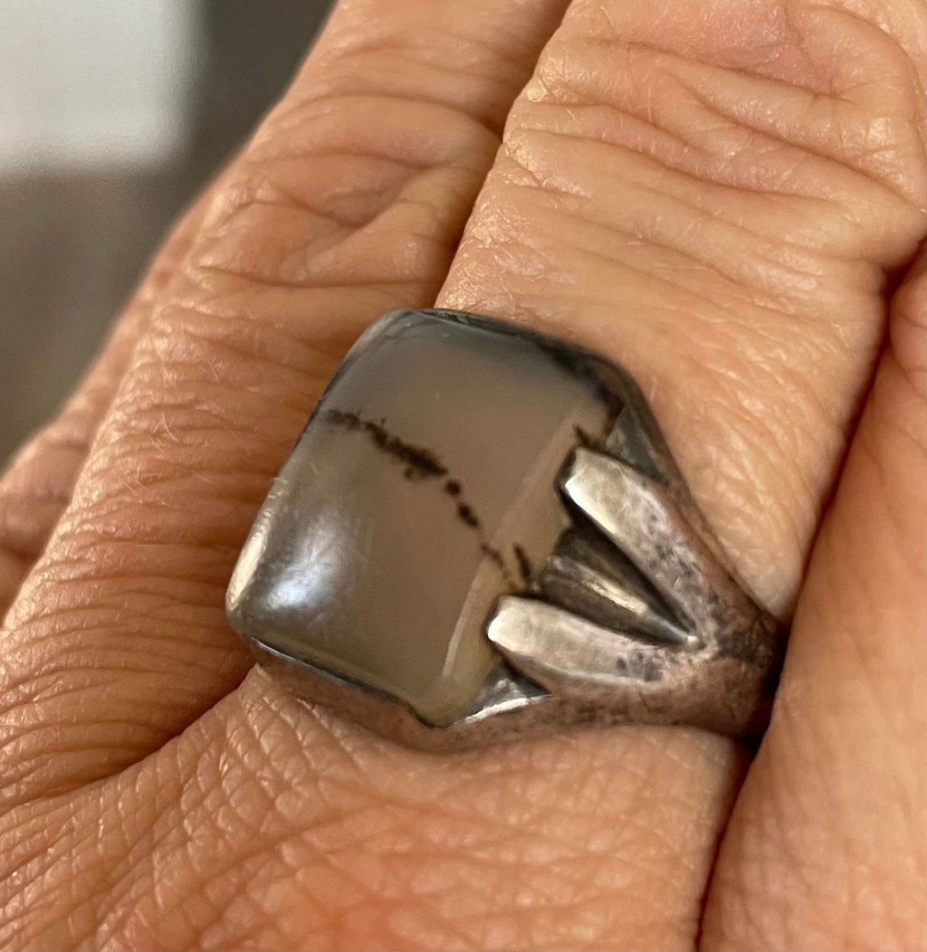 Beautiful Vintage 1940's Agate Sterling Silver Ring Size 10