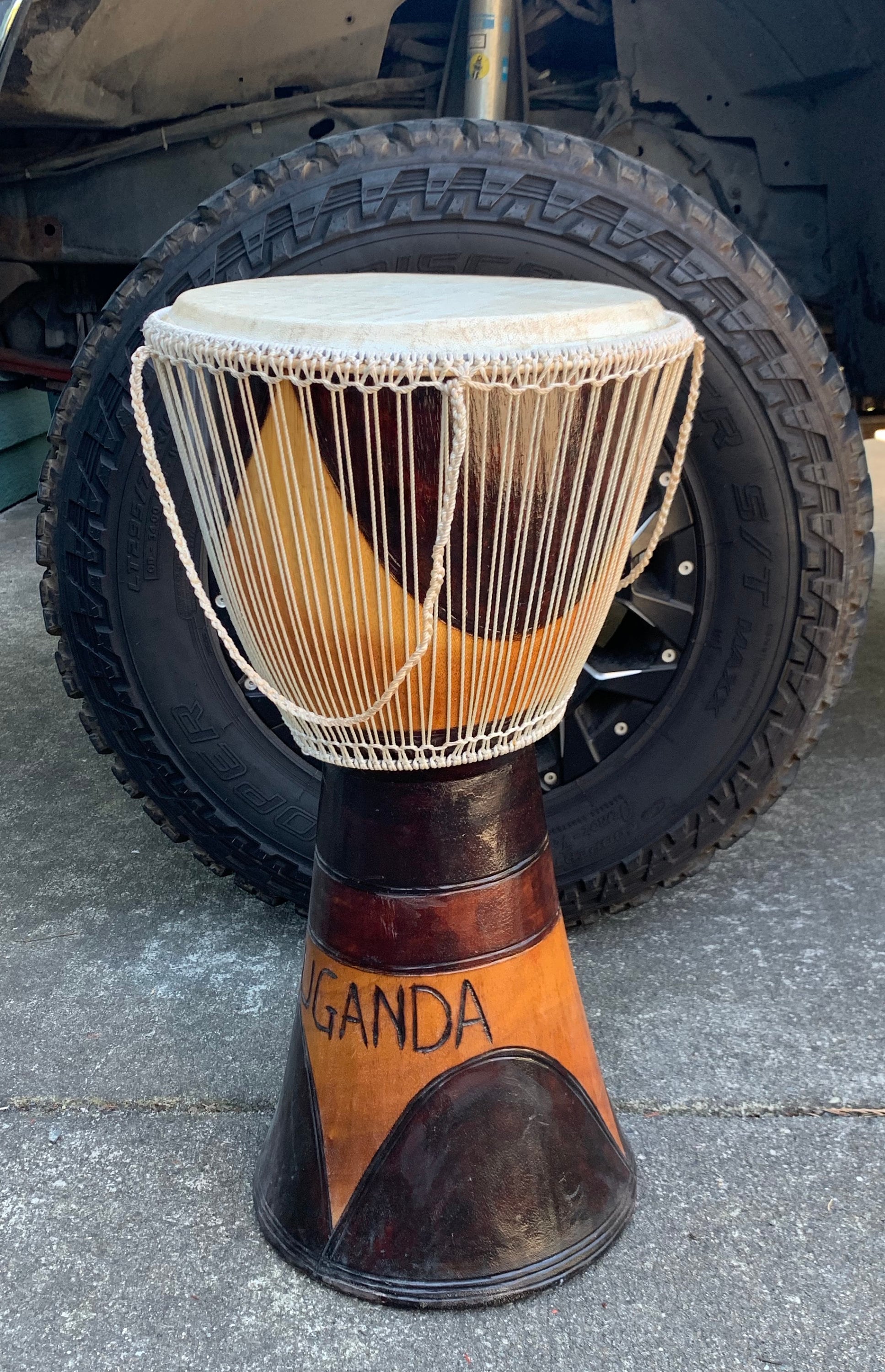 Huge 28" Vintage Handmade Hand Carved Djembe Drum