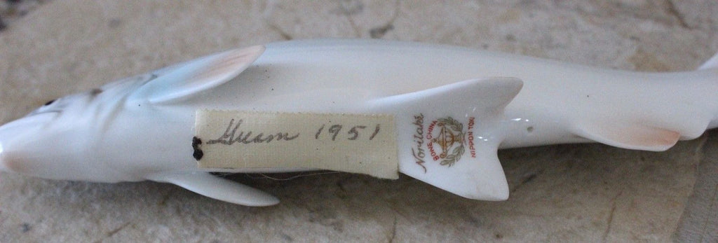 Ultra Rare Vintage 1951 "Noritake" Nippon Bone China Salmon Fish Figurines Pair