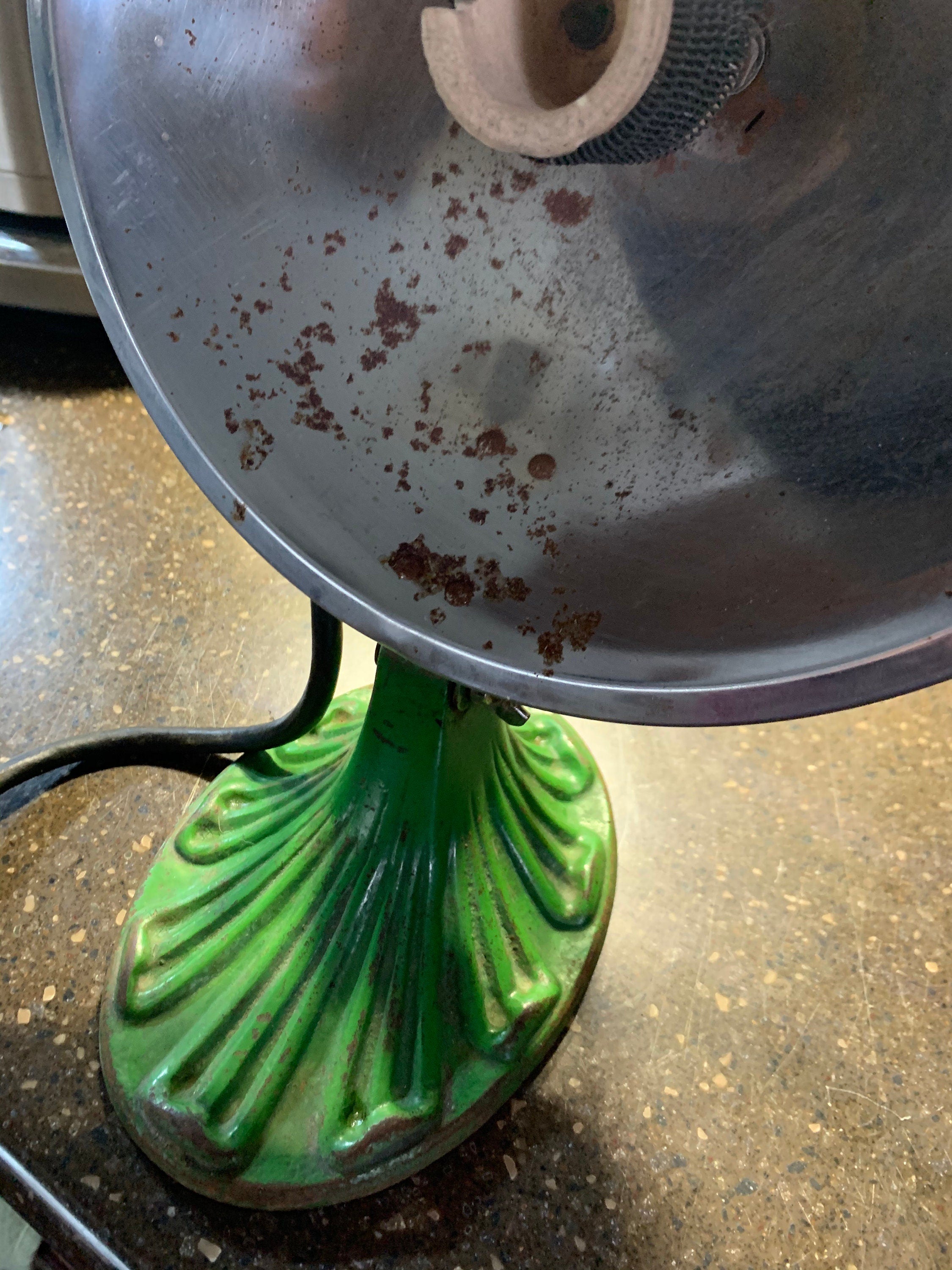 Unique Antique 1920's Painted Green Cast Iron Heat Lamp