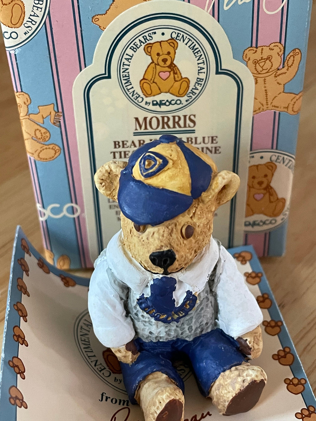 Enesco Centimental Bear Morris Minor Bear with Blue Hat Figurine #116785