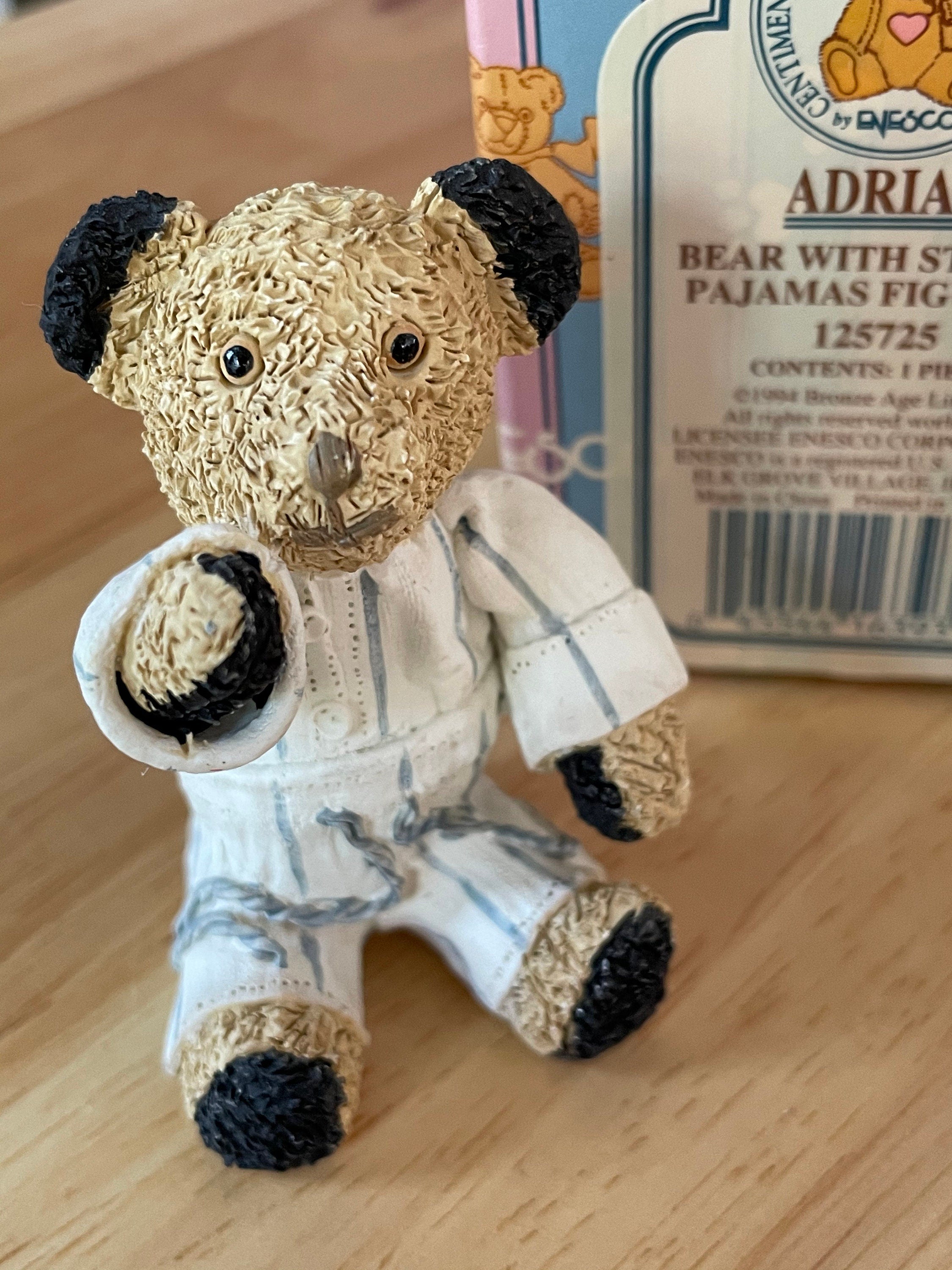 Enesco Centimental Adrian Bear with Stripped Pajamas  Figurine #125725