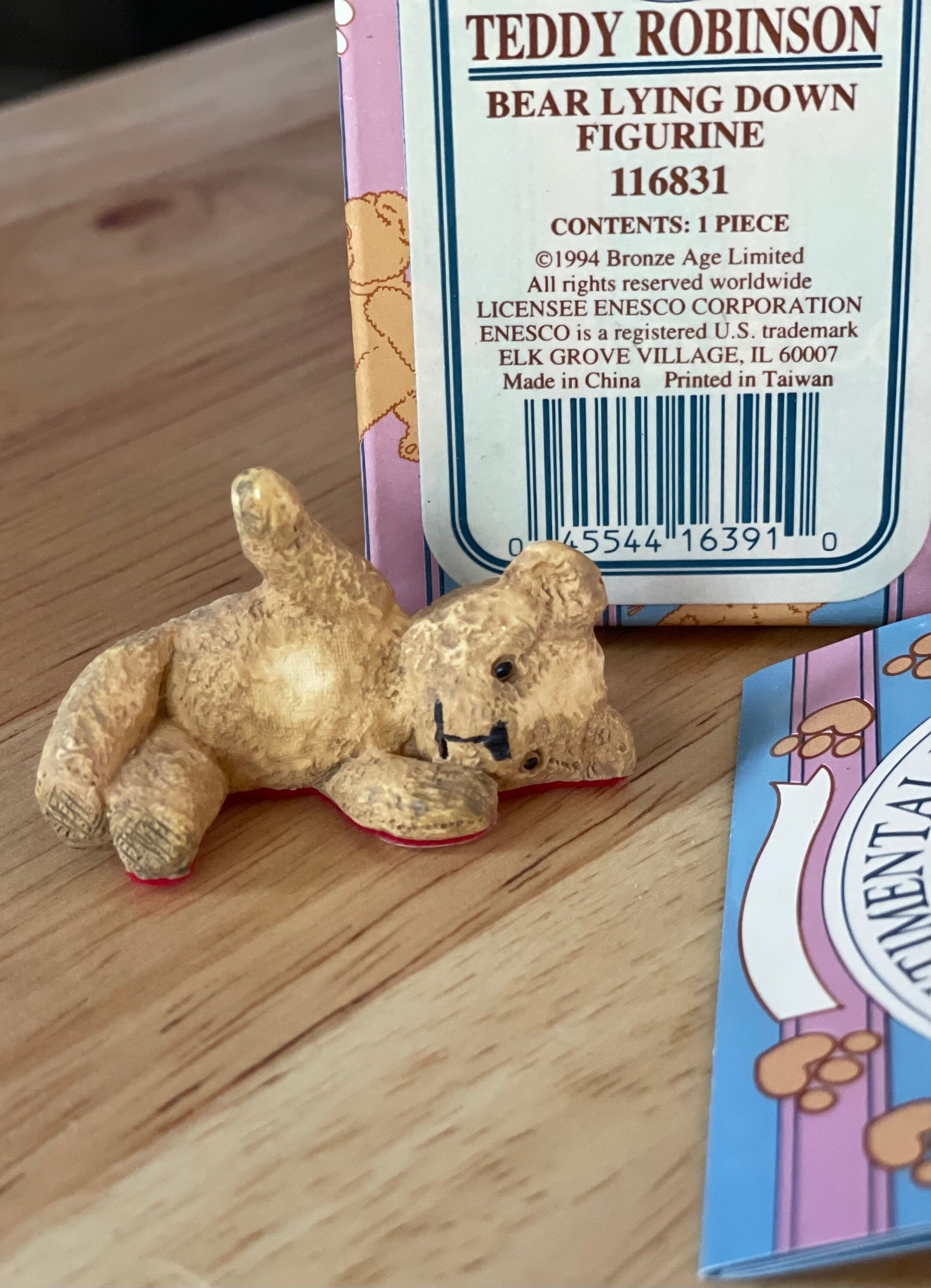 Enesco Centimental Teddy Robinson Bear Lying Down Figurine #116831