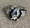 Vintage Unique Sterling Silver Black Onyx Moonstone Ring Size 5