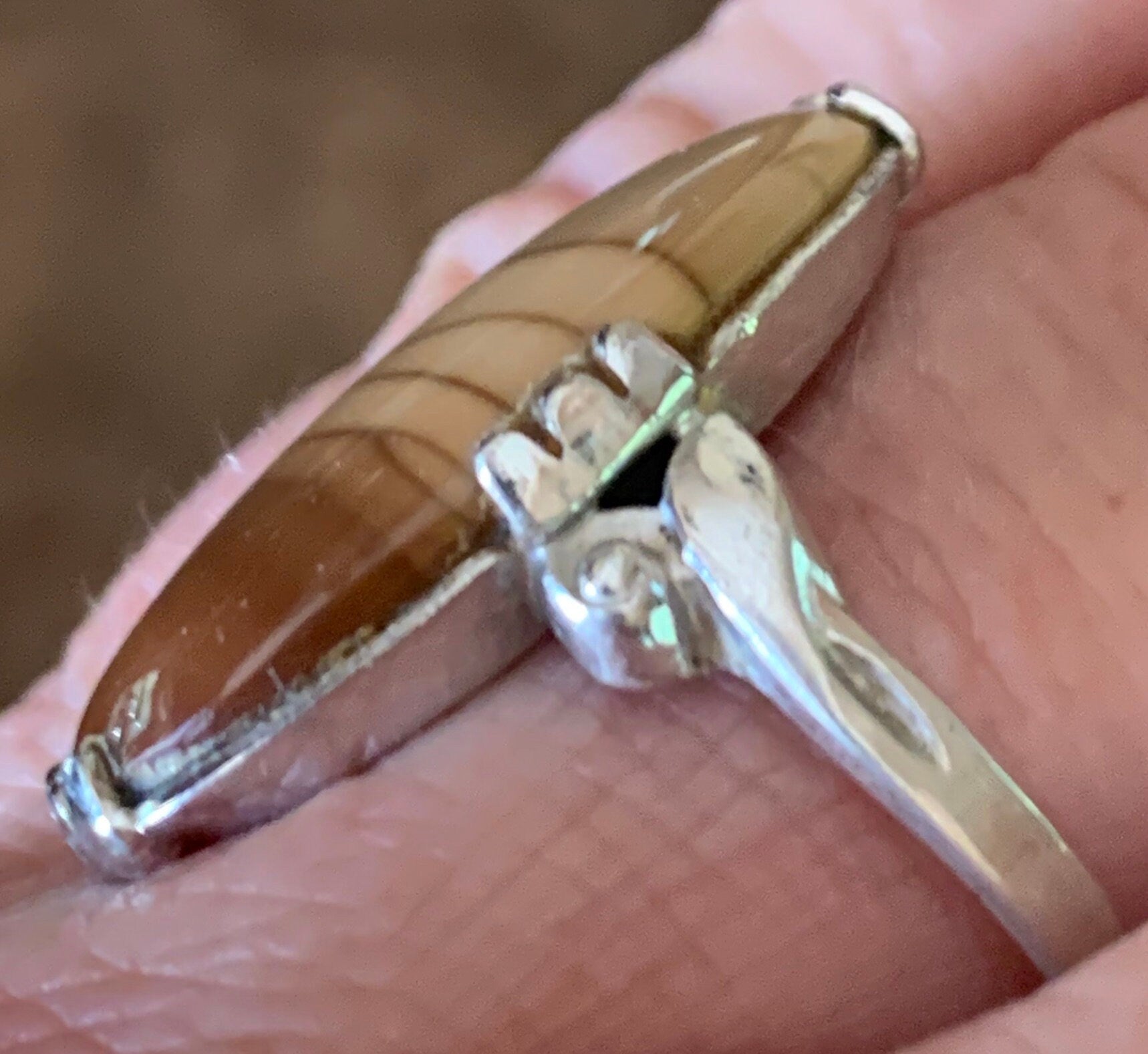 Beautiful Classic Style Sterling Silver and Jasper Ring size 8 1/2