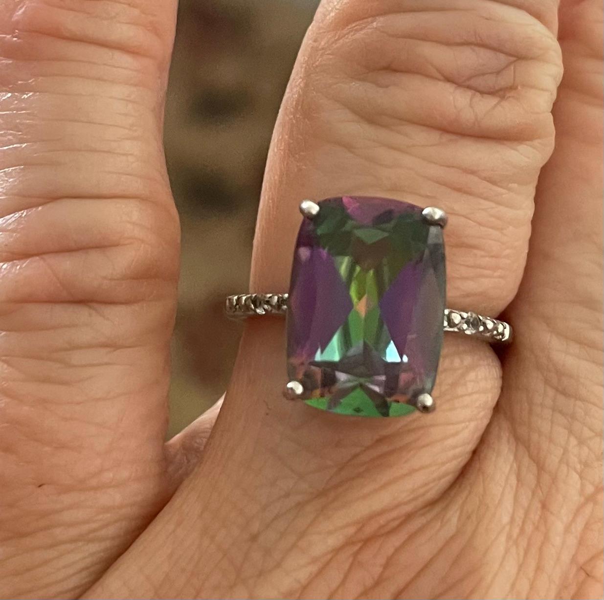 Stunning Vintage Bali Estate Mystic Topaz Stamped "M" For Robert Manse Sterling Silver and 18k Gold Ring Size 6