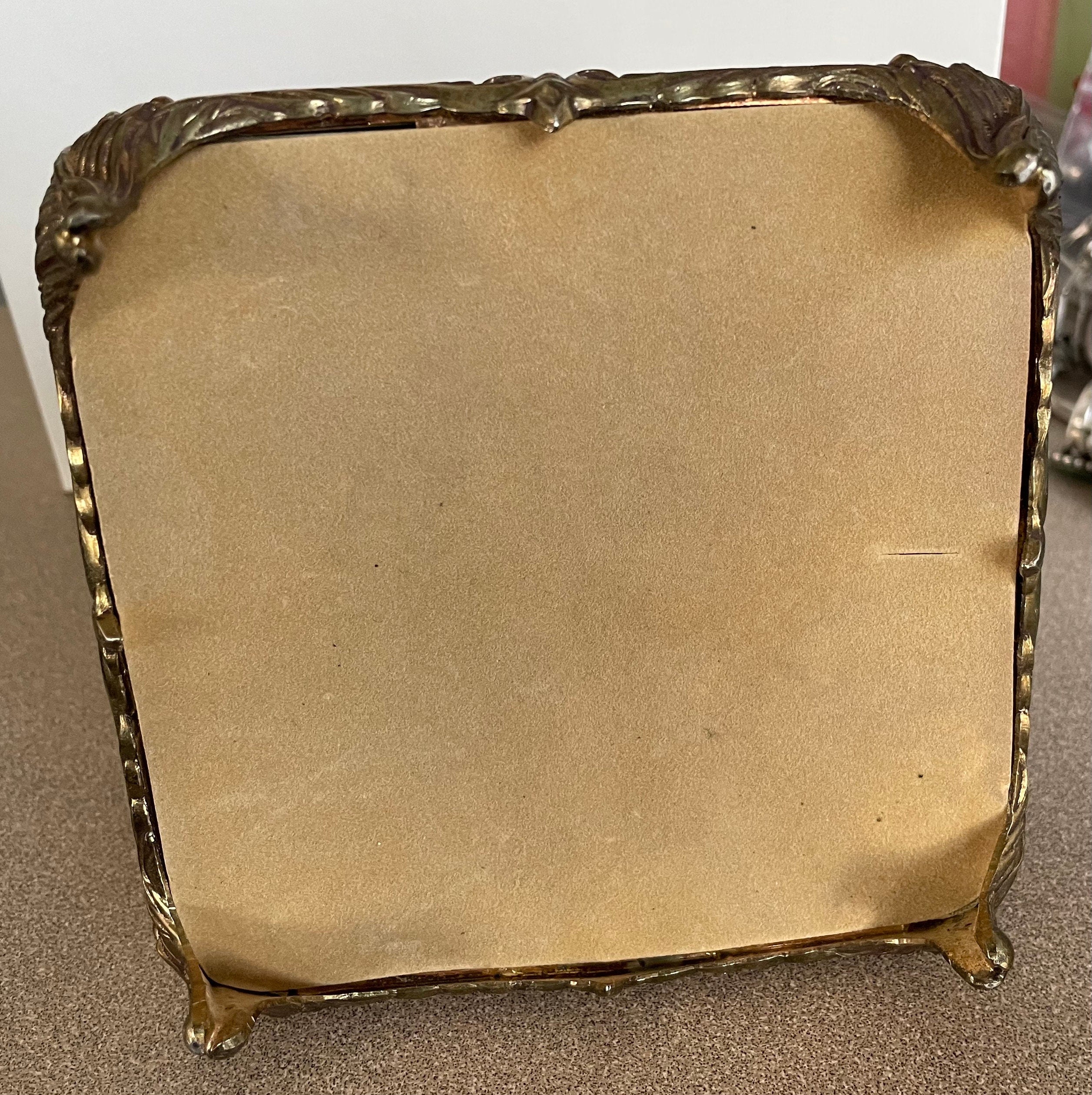 Heavy Antique Ornate Gold Gilt Ormolu Vanity Casket Jewelry Box