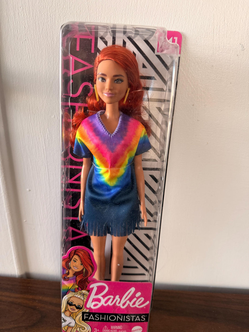 NIB Mattel Barbie Fashionistas Red Head doll with Tie Dyed Shirt #141
