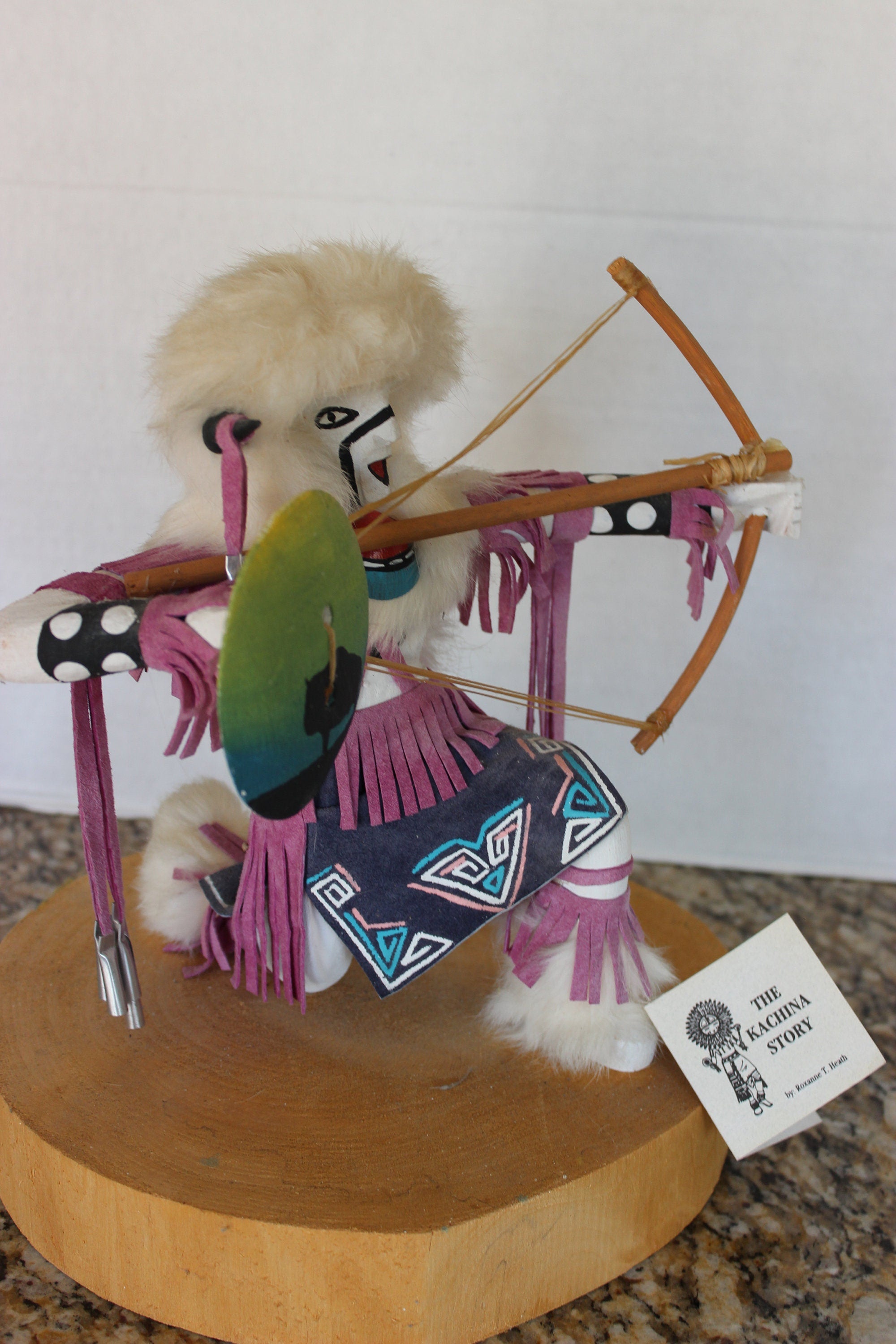 Large Vintage Artist Signed Navajo Made Kachina Doll Buffalo Warrior, Native American, Squash Blossom