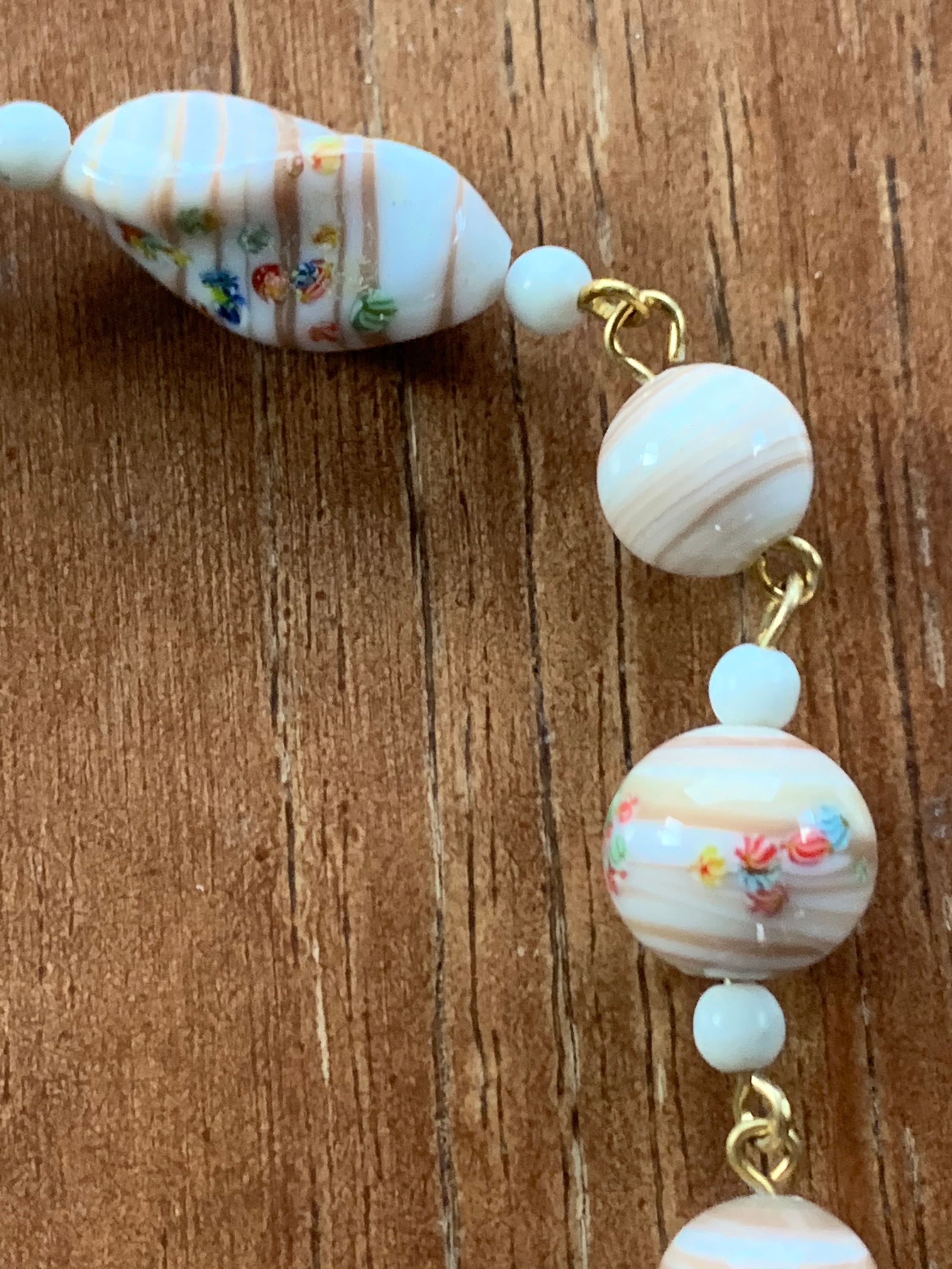 Beautiful White Murano Milifiori Glass Beads Wedding Cake Choker Necklace