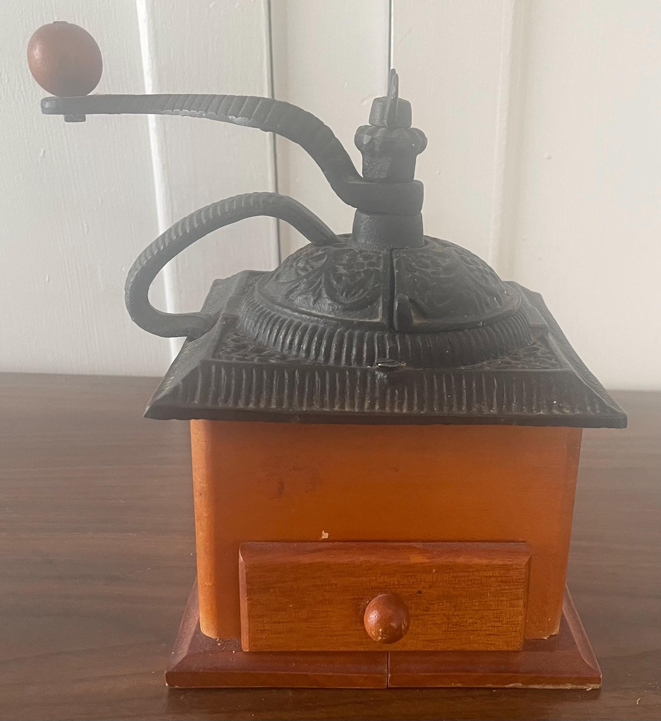 Vintage Cast Iron Coffee Grinder with Drawer Kitchen Decor Farm House Chic