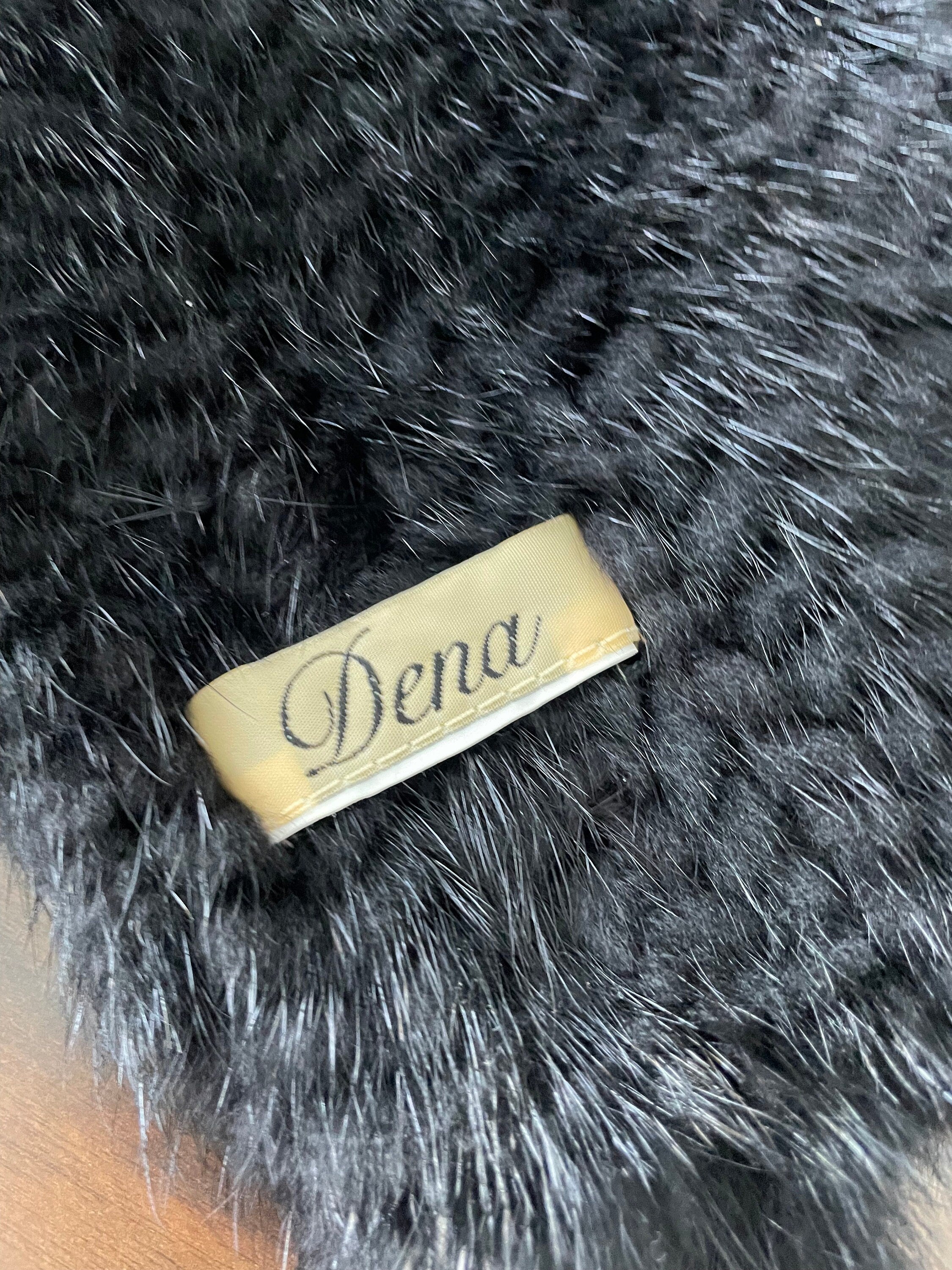 DENA Furs Denmark 100% Genuine Brown Mink Fur Scarf Wrap Shawl 56" x 5 1/2"