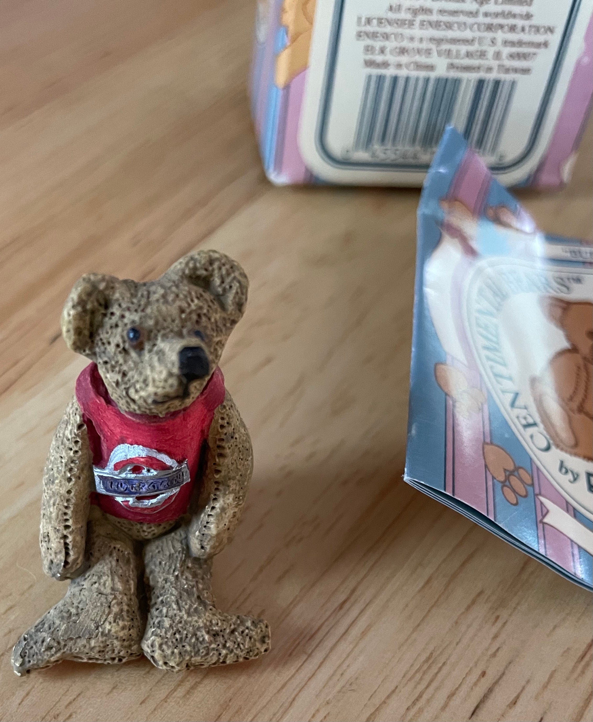 Enesco Centimental Burt Bear with Red Shirt Figurine #122378