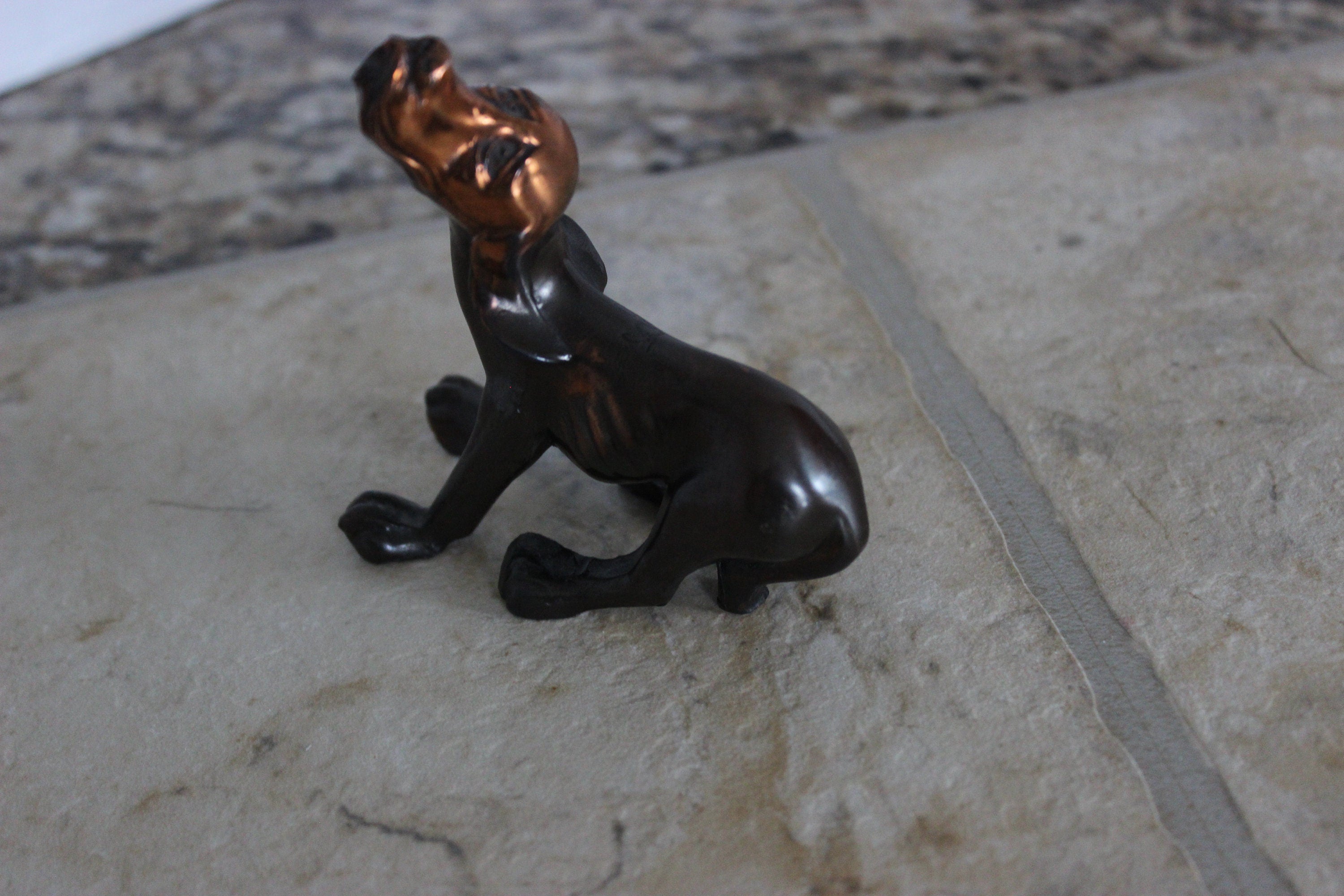 Vintage Bronze Dog Figurine Signed Dodge USA