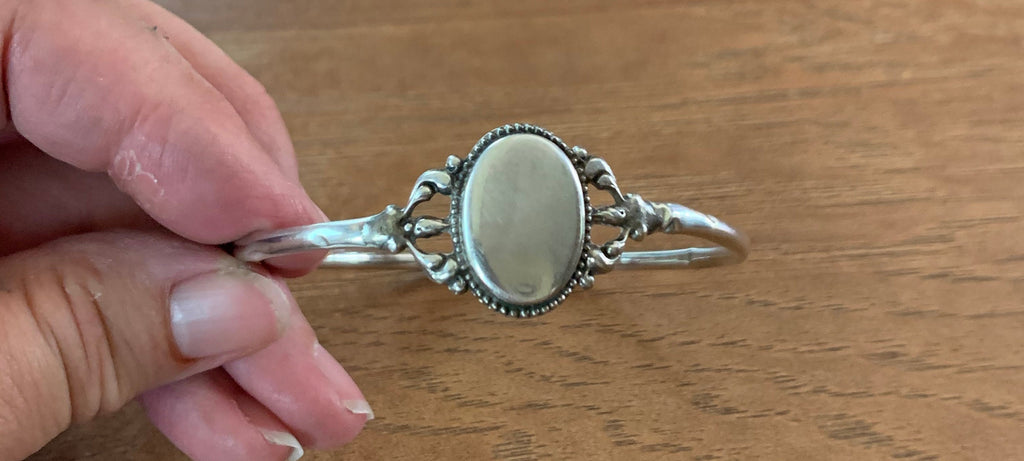 Edwardian Antique Sterling Silver Monogram Initial Bracelet