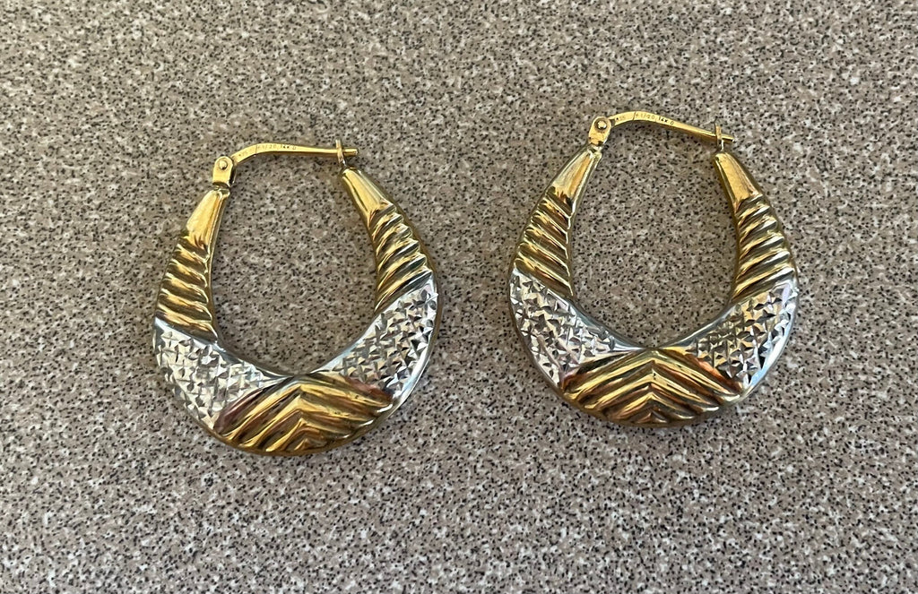 Beautiful Vintage 925 1/20 14k Gold Hoop Pierced Earrings