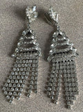 Stunning Antique Clear Rhinestone Christmas Tree Cascade Dangle Earrings