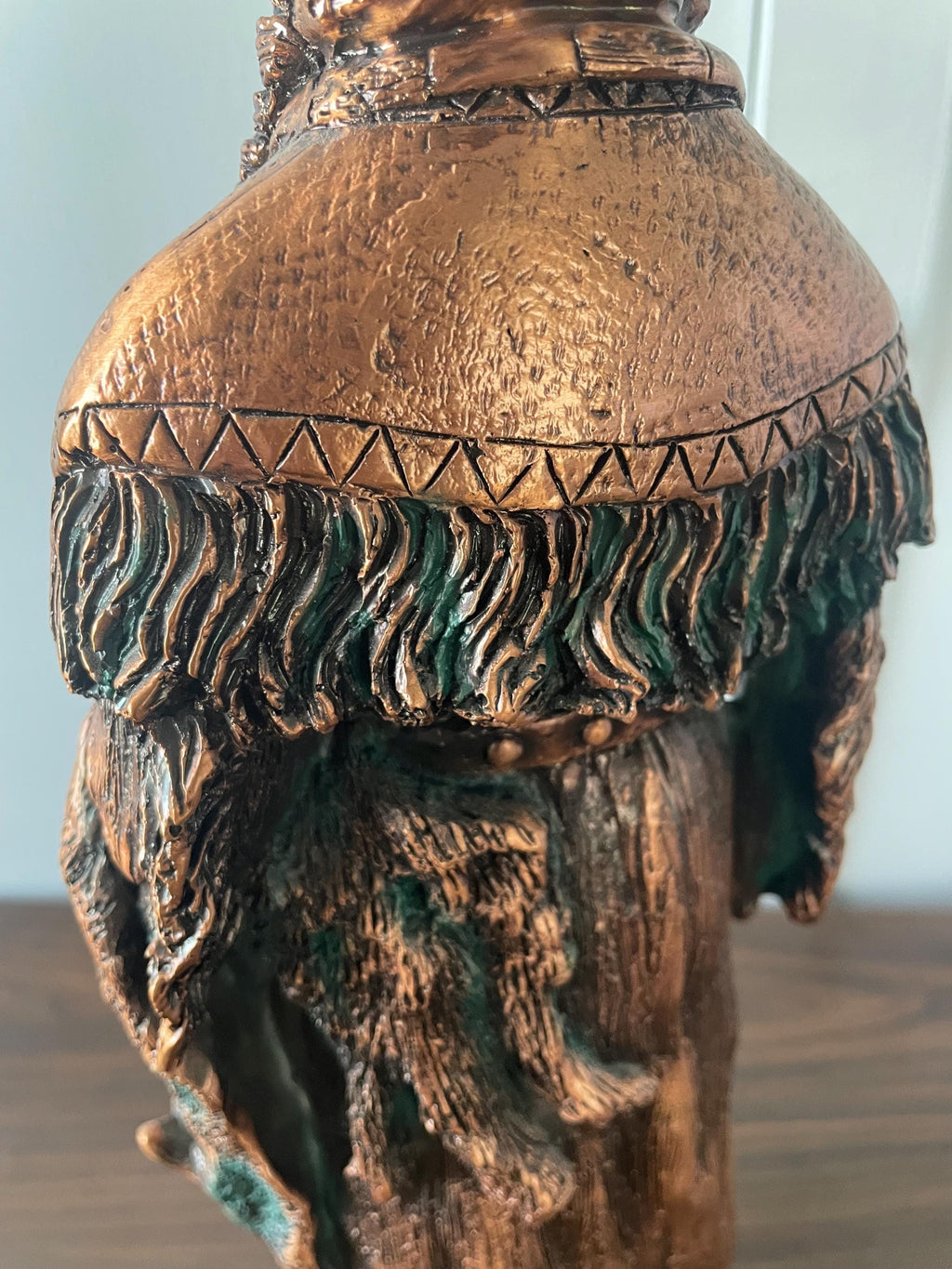Vintage Heavy Plaster Native American Indian Lady Statue Looks Like Bronze