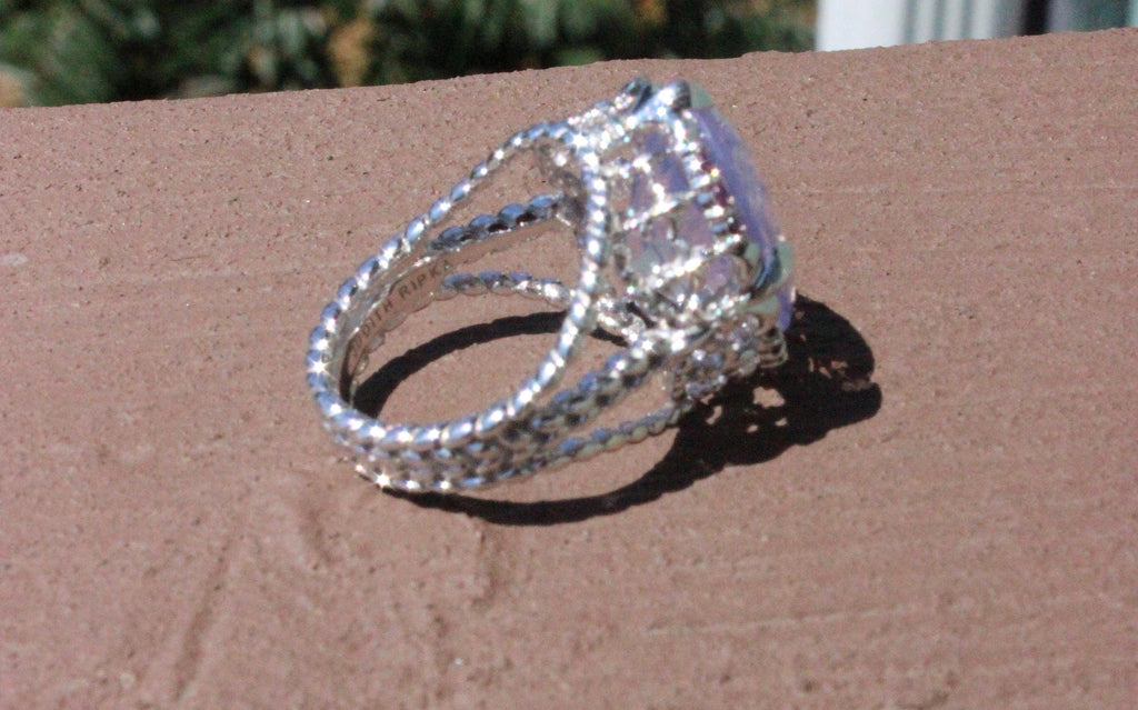 Judith Ripka Sterling Silver Pink Quartz Rhodolite Garnet Ring Size 6