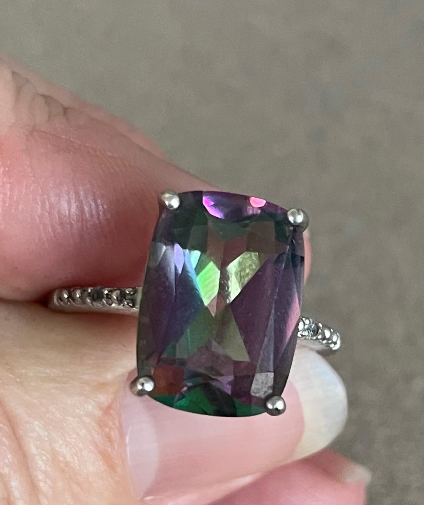 Stunning Vintage Bali Estate Mystic Topaz Stamped "M" For Robert Manse Sterling Silver and 18k Gold Ring Size 6