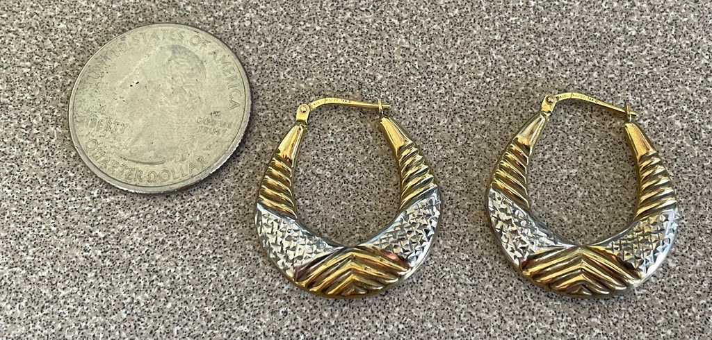 Beautiful Vintage 925 1/20 14k Gold Hoop Pierced Earrings