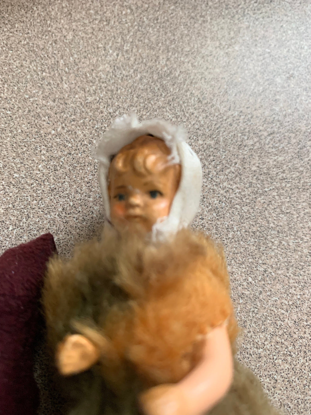 Antique Chalkware Dolls Pair with Jointed Arms Made in Germany