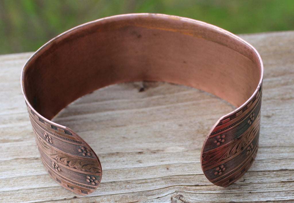 Ornate Vintage Wide 100% Copper Cuff Bracelet