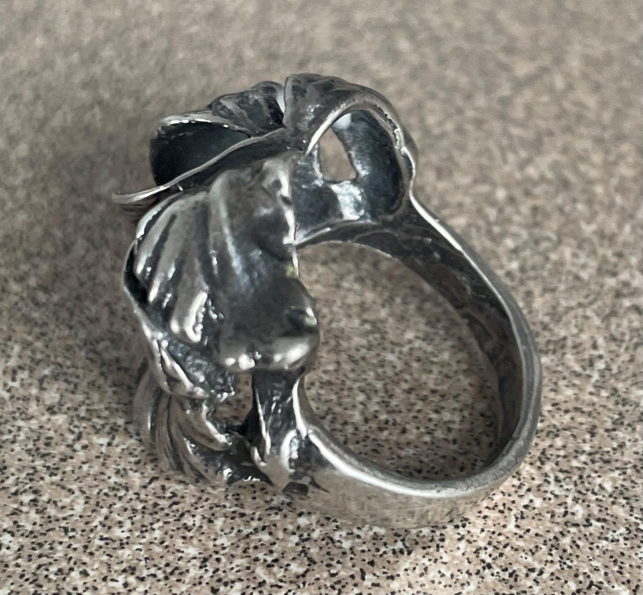 Unique Vintage Ladies Flower Floral Sterling Silver Floral Pattern Ring Size 6 3/4