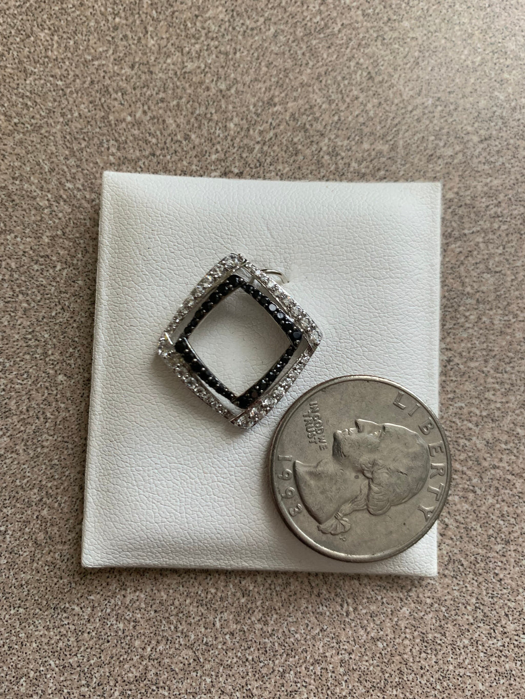 Vintage Jewelers Sample Sterling Silver  and Black and White CZ Stone Pendant