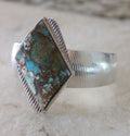 Beautiful Modernist Artist Signed DE Sterling Silver Multicolor Turquoise Cuff Bracelet