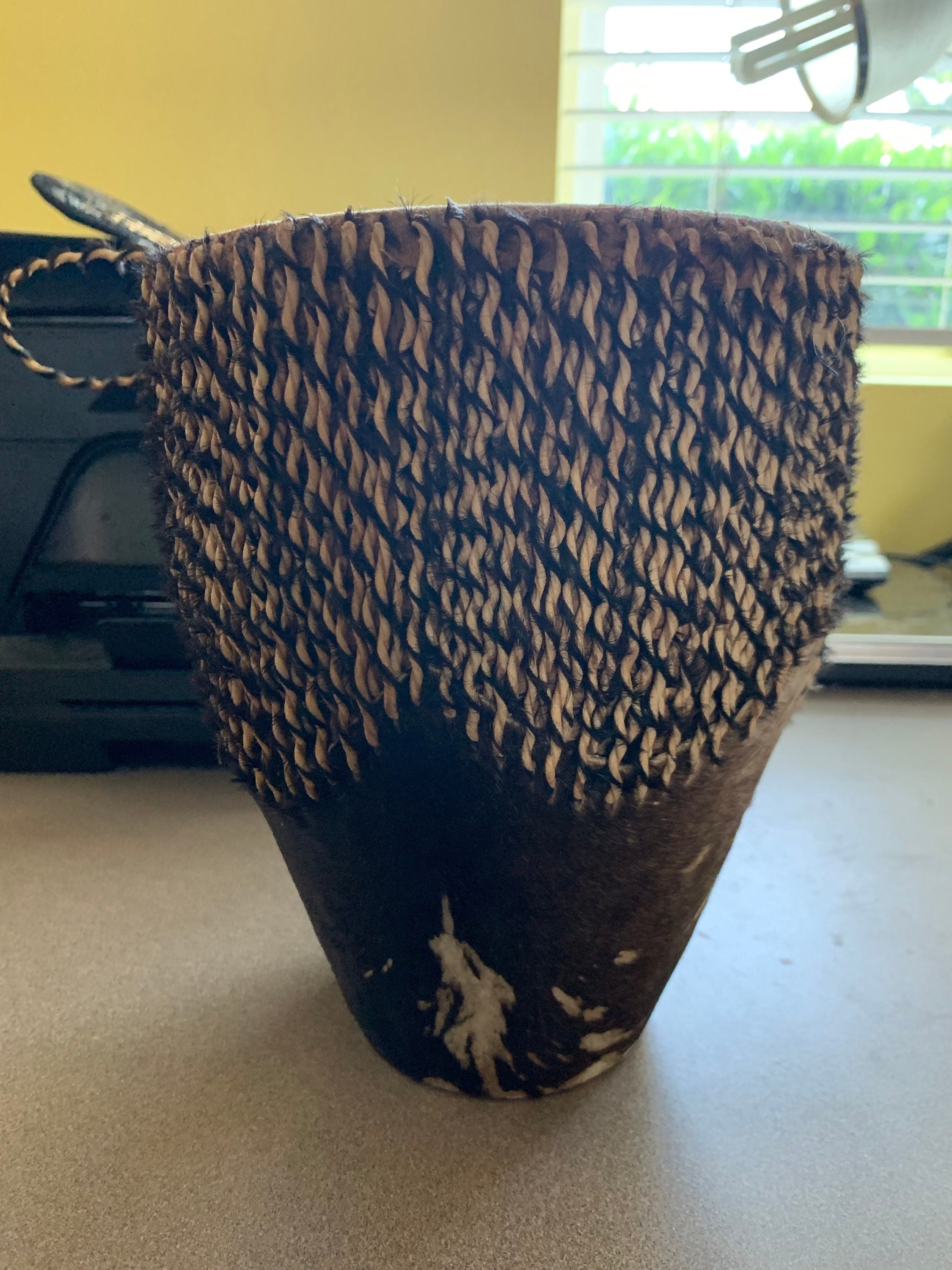 Small 9 1/4" Vintage Handmade Cowhide Djembe Drum