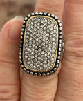 Stunning Large Clear Topaz Stones in Stainless and Sterling Silver Cluster Stone Ring Size 6