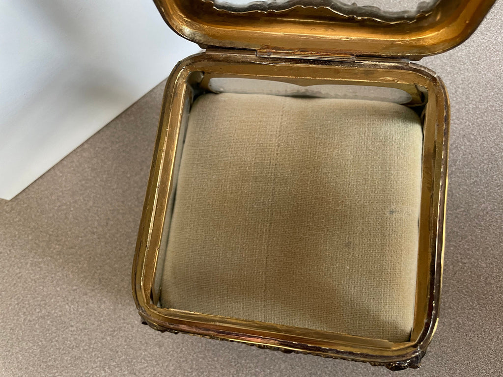 Heavy Antique Ornate Gold Gilt Ormolu Vanity Casket Jewelry Box