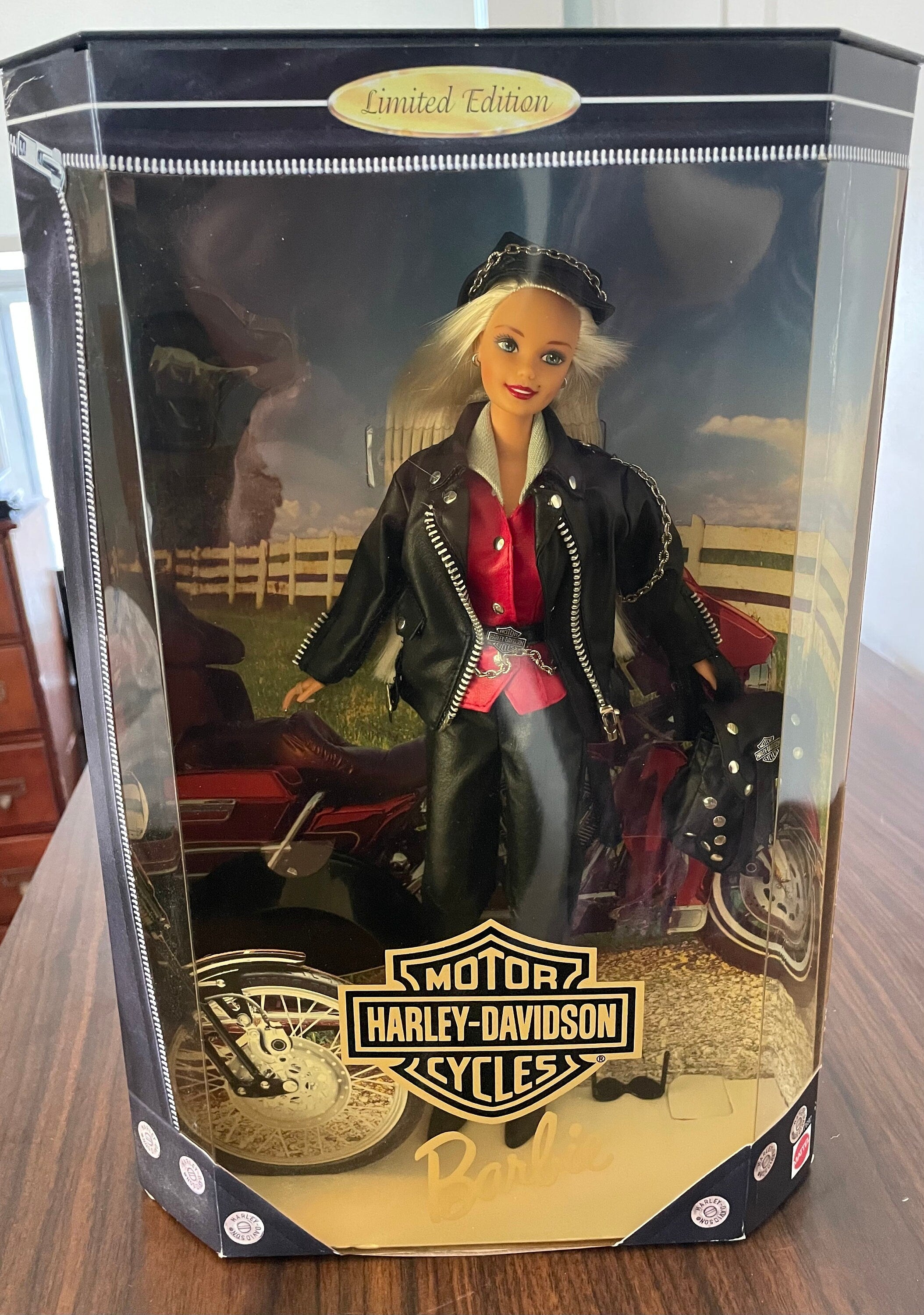 Vintage 1997 Limited Edition "Harley Davidson" Barbie Doll Mint in the original box Leather Riding Jacket and backpack