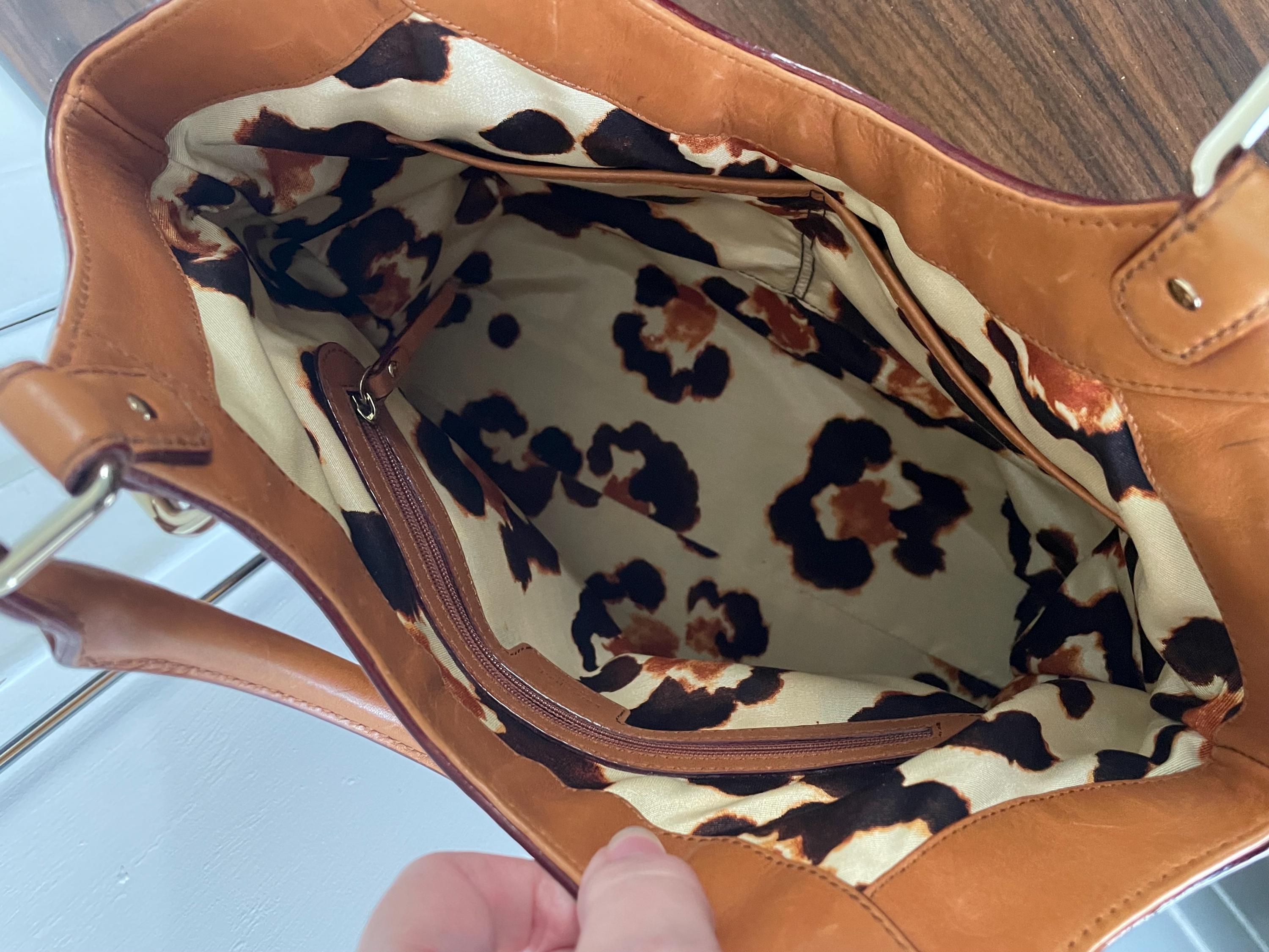 Vintage Genuine Kate Spade New York Brown and Golden Yellow Purse with Top Handles