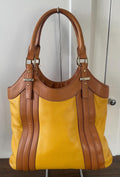 Vintage Genuine Kate Spade New York Brown and Golden Yellow Purse with Top Handles