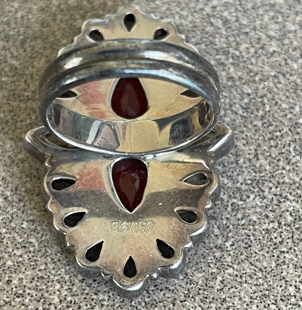 Beautiful Limited Edition Turkish Indian Ladies Multi Stone Ring Smokey Quartz Citrine Carnelian Size 6
