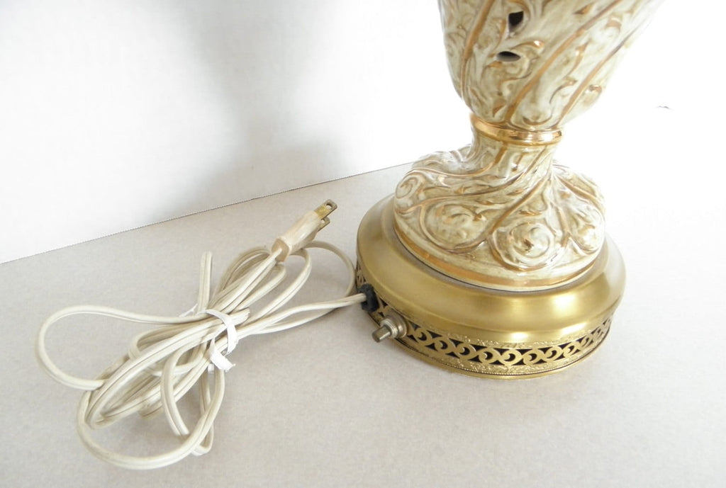 Unique Antique Green & Gold Capodimonte Art Nouveau Ceramic Jar lamp w Cherubs