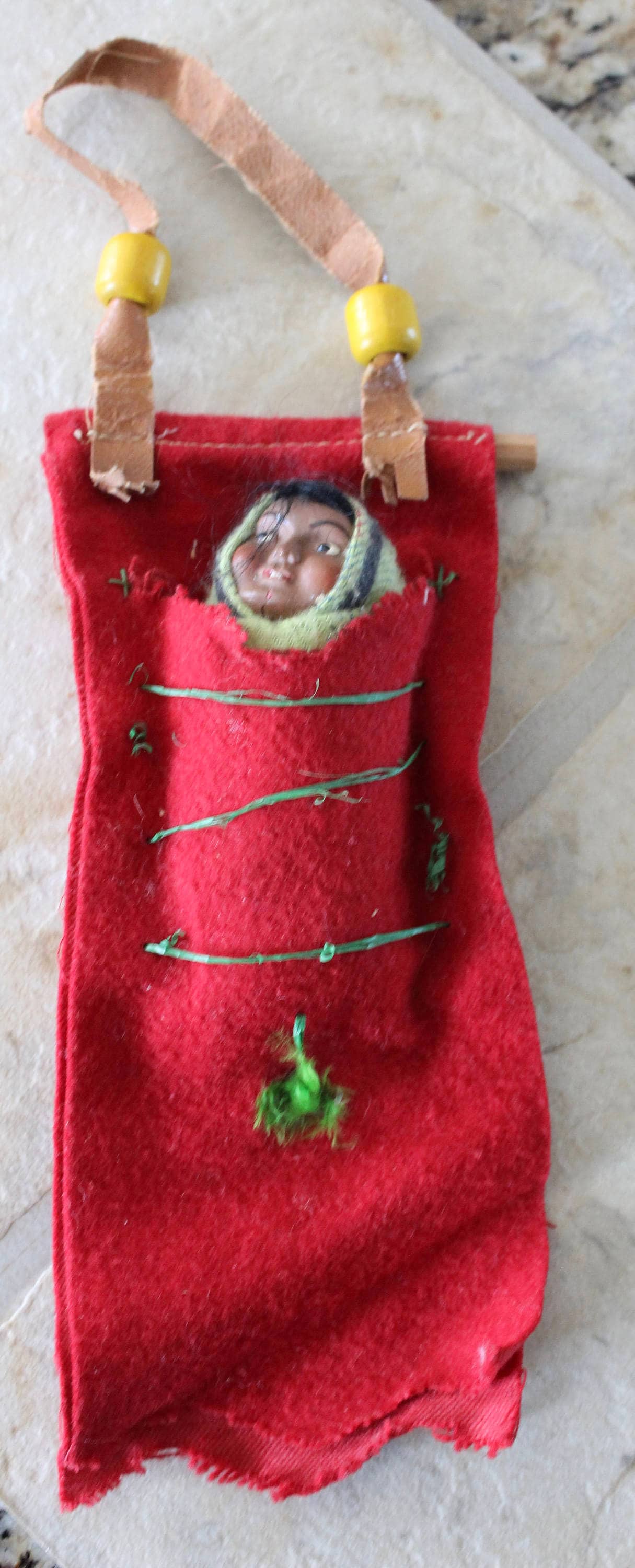 Vintage Skookum 1950's Miniature Native American Indian Baby in Papoose