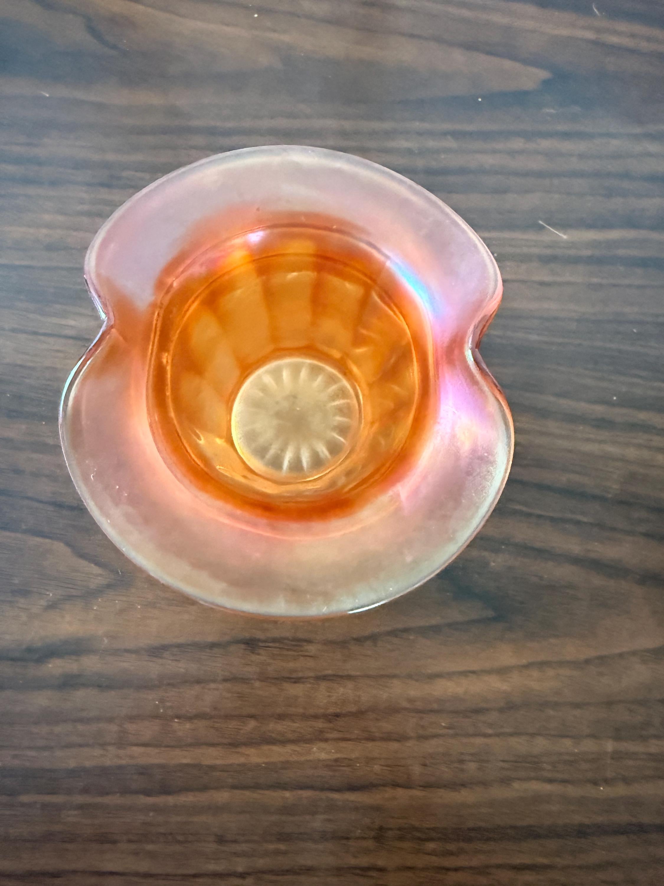 Vintage Vintage Dugan Marigold Carnival Glass Hat Violet Basket