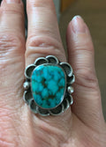 Vintage Native American Indian Turquoise Sterling Silver Ring Artist Signed