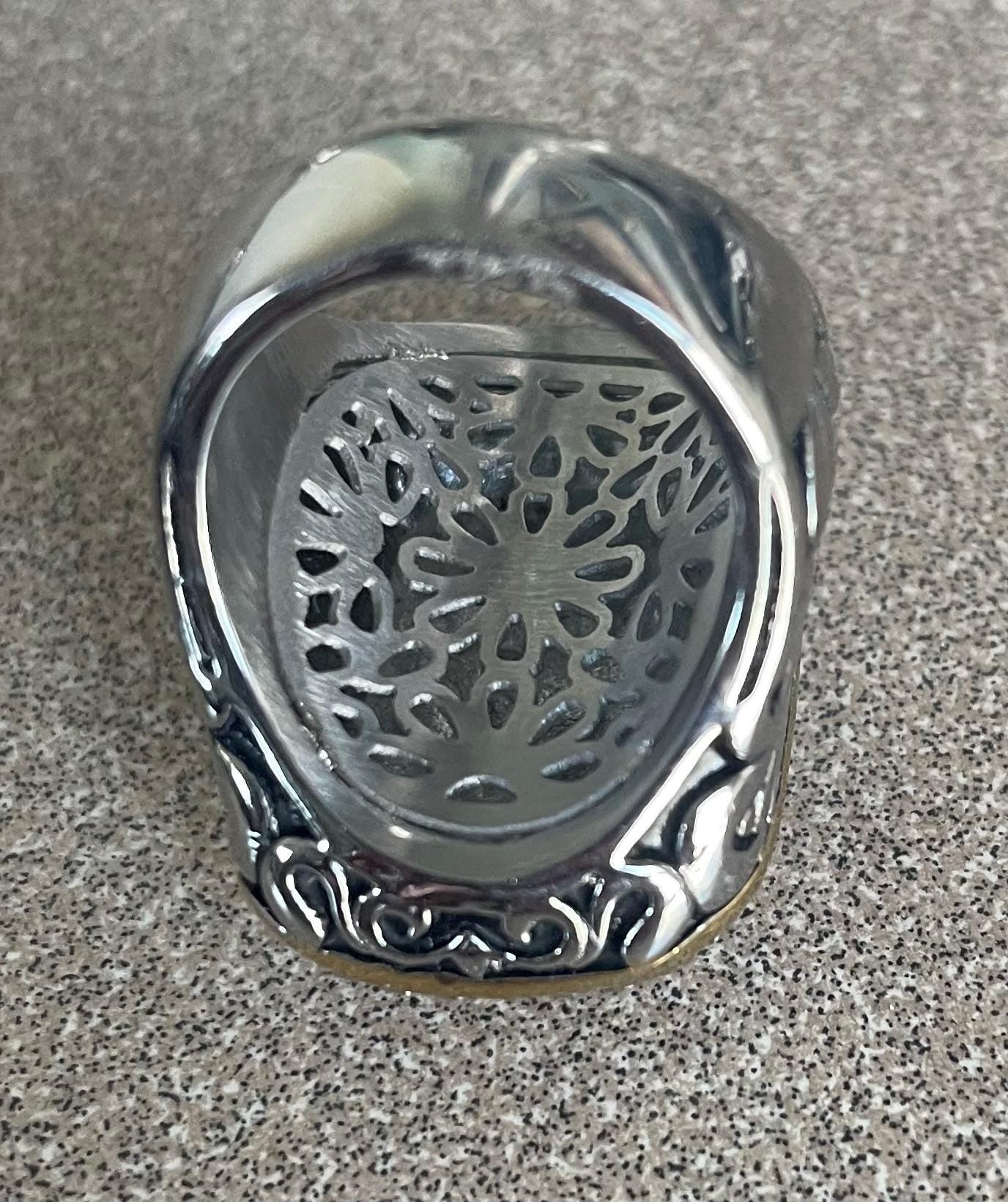 Stunning Large Clear Topaz Stones in Stainless and Sterling Silver Cluster Stone Ring Size 6